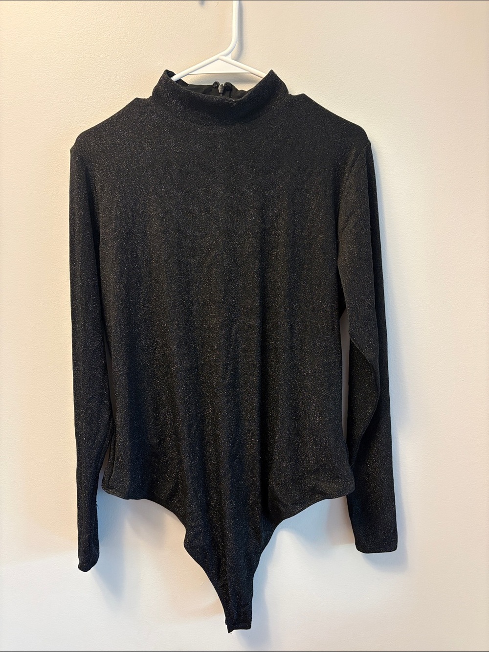 NWT Naked Wardrobe Black Sparkle Long Sleeve Mock Neck Bodysuit Size 1X